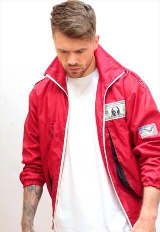 1990'S VINTAGE RED 'USA' THEMED CASUAL JACKET