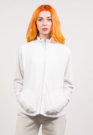 CHAMPION VINTAGE 90'S WHITE FLEECE JACKET