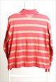 VINTAGE LACOSTE STRIPED LOGO POLO TOP RED GOLD UNISEX SIZE M