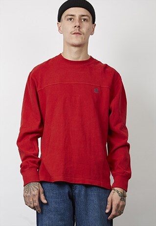 VINTAGE 90'S TIMBERLAND LOGO RED SWEATSHIRT