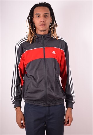 ADIDAS MENS VINTAGE TRACKSUIT TOP JACKET MEDIUM GREY 90S