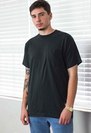 VINTAGE COTTON POLY BLEND POCKET T-SHIRT 90S L 8.7