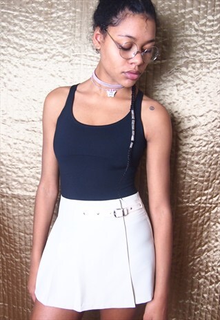 BEIGE MINI PLEATED SKIRT