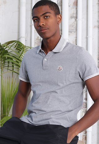 VINTAGE MONCLER LOGO POLO GREY WHITE