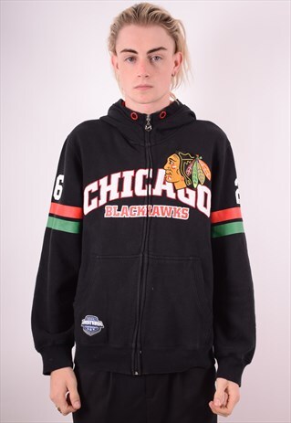 NFL MENS VINTAGE CHICAGO BLACKHAWKS HOODIE SWEATER LARGE 90S