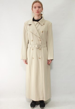 VINTAGE 80' BEAUTIFUL CLASSIC CREAM LIGHT COAT WITH BELT