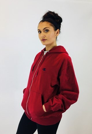 VINTAGE CHAMPION ZIP UP EMBROIDERED HOODIE