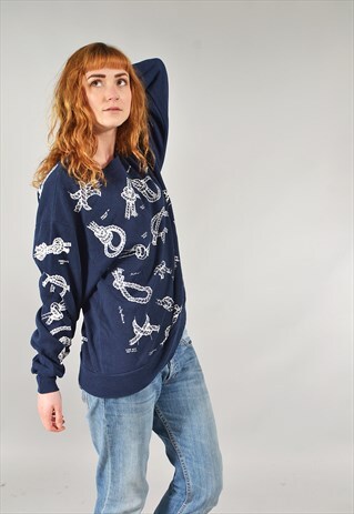 VINTAGE NAVY BLUE KNOT SWEATER