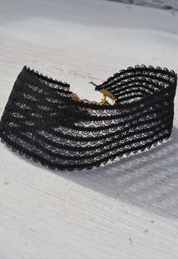 Deadstock black lace style choker necklace.