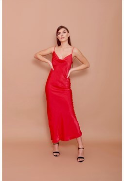 Intense Red Maxi Slip Dress
