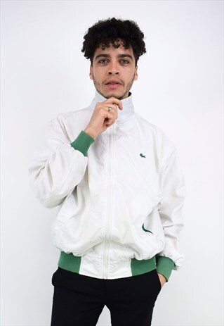 VINTAGE 90'S LACOSTE WHITE & GREEN JACKET