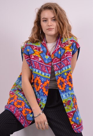 ROY ROGER'S WOMENS VINTAGE REVERSIBLE GILET XXL MULTI 90S