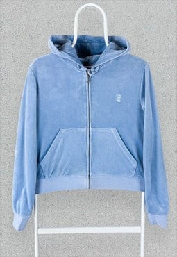 Juicy Couture Baby Blue Velour Hoodie Zip Up Womens Large