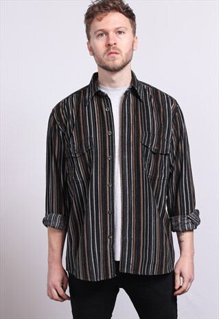 VINTAGE CORDUROY CORD STRIPED SHIRT