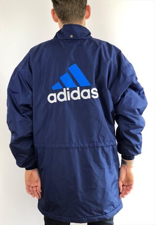 ADIDAS SPELL OUT OVERSIZED VINTAGE 00'S LONG QUILTED COAT