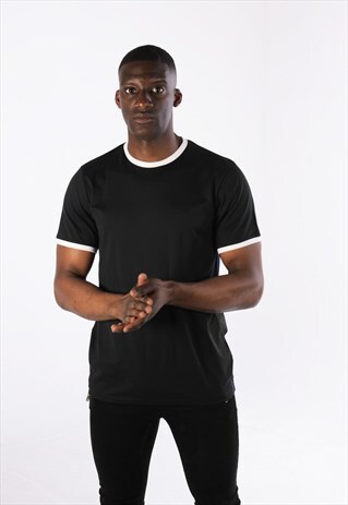 RINGER CONTRAST SLEEVE T-SHIRT - BLACK/WHITE
