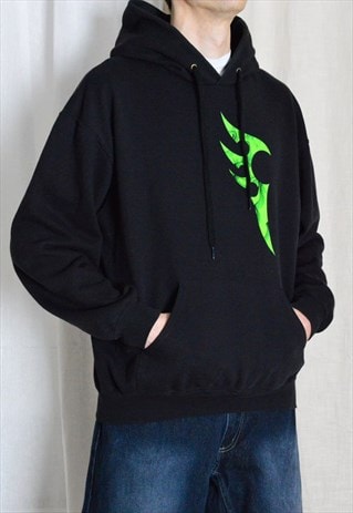 Y2K BLACK GREEN GRAPHIC HOODIE