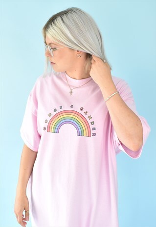 G&G UNISEX S/S BABY PINK RAINBOW TEE