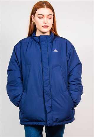 ADIDAS VINTAGE 90'S NAVY BLUE THICK PUFFER COAT