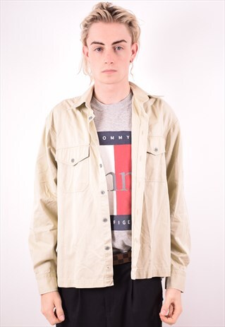 CALVIN KLEIN MENS VINTAGE SHIRT MEDIUM KHAKI 90S