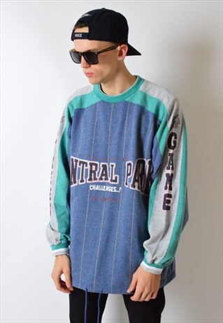 VINTAGE 90S COLOUR BLOCK STRIPED SWEATSHIRT JUMPER