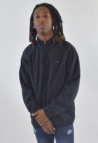 VINTAGE 90S BLACK NIKE ZIP UP FLEECE JACKET