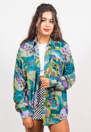 VINTAGE 90'S COLOURFUL BRIGHT PATTERN SHIRT