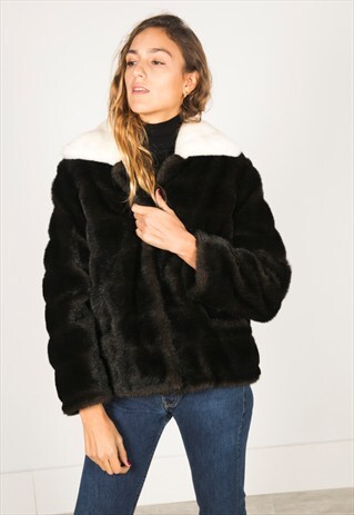 VINTAGE 80S FAUX FUR COAT / R0132