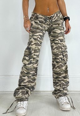 Vintage Y2k Cargo Pants Trousers Camo Khaki Army Streetwear