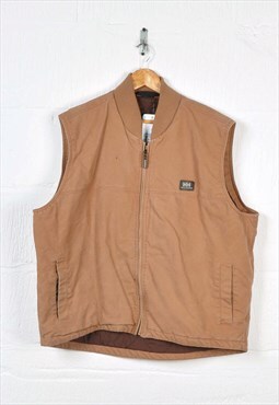 Vintage Helly Hansen Workwear Utility Vest Gilet Tan XL