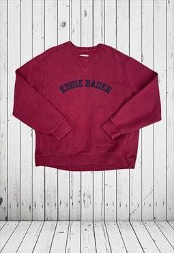 vintage XL Burgundy embroidered Eddie Bauer jumper 