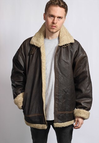VINTAGE LEATHER SHERPA JACKET