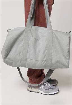 54 Floral Shoulder Barrel Holdall Gym Bag - Silver/Grey