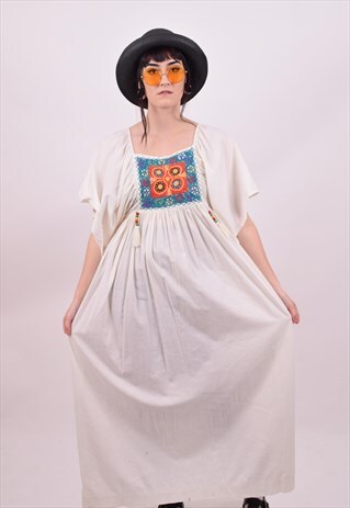 VINTAGE 70'S FULL LENGTH HIPPY BOHO MAXI DRESS SIZE 10 12 14