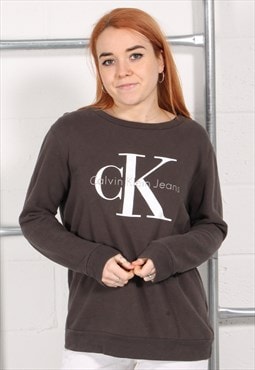 Vintage Calvin Klein Sweatshirt Brown Crewneck Jumper Large