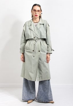 Vintage trench light belted coat oversized women