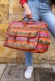 PINK PRINT HEAVY CANVAS HOLDALL BAG