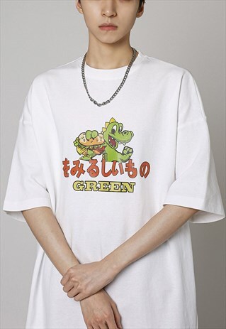 WHITE CARTOON JAPANESE COTTON T SHIRT TEE