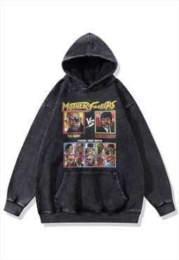 Japanese movie hoodie anime pullover grunge top in acid grey
