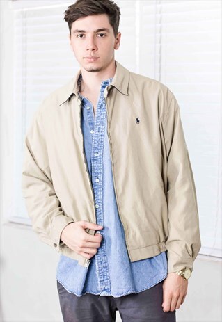 VINTAGE RALPH LAUREN HARRINGTON JACKET LOGO 90S L 21.4
