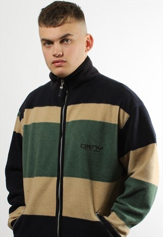 VINTAGE DKNY STRIPED FULL ZIP FLEECE