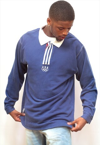 VINTAGE BLUE ADIDAS 'TEAM USA' 2000 OLYMPICS JERSEY