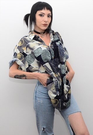 VINTAGE 90'S INDIE NATURE PATTERNED SUMMER SHIRT