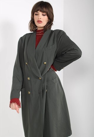 VINTAGE 80'S MAC JACKET TRENCH COAT GREEN