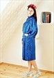 ROYAL BLUE LONG SLEEVE VINTAGE DRESS WITH SHOULDER PADS