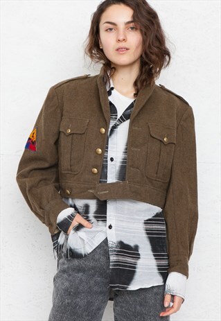 VINTAGE GREEN CROPPED WOOL JACKET