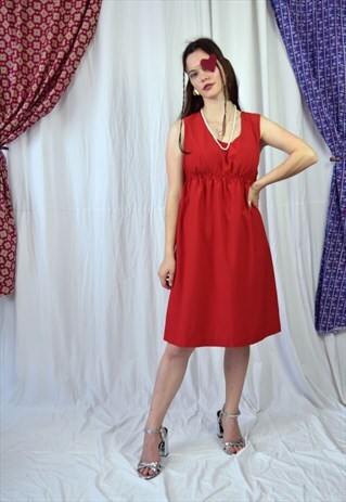 VINTAGE RED MINI DRESS, S/M SIZE