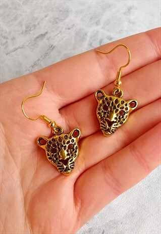 ANTIQUE-STYLE LEOPARD EARRINGS
