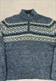 C&A KNITTED JUMPER ABSTRACT PATTERNED 1/4 ZIP CHUNKY SWEATER