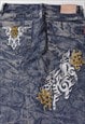 VINTAGE JAPANESE EMBROIDERED DRAGON DENIM JEANS IN BLUE